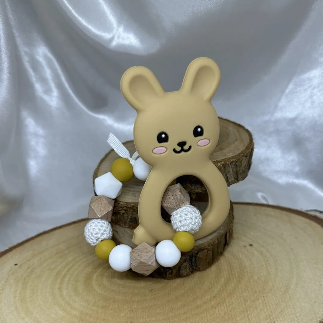 Anneau de dentition lapin jaune moutarde