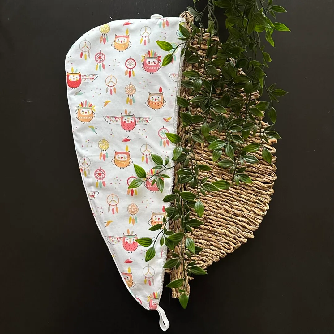 Serviette cheveux enfant Chouette indienne