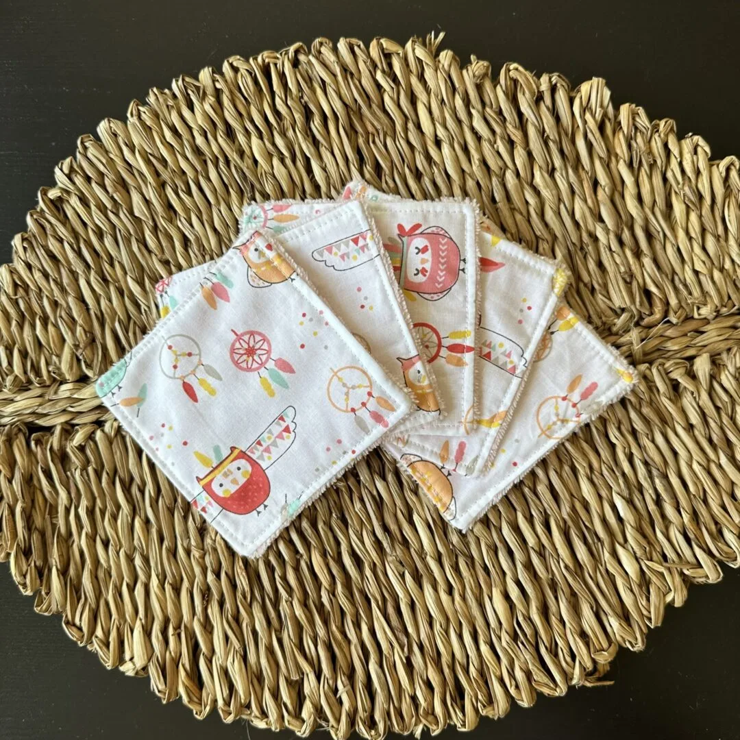 Lingette lavable chouette indienne