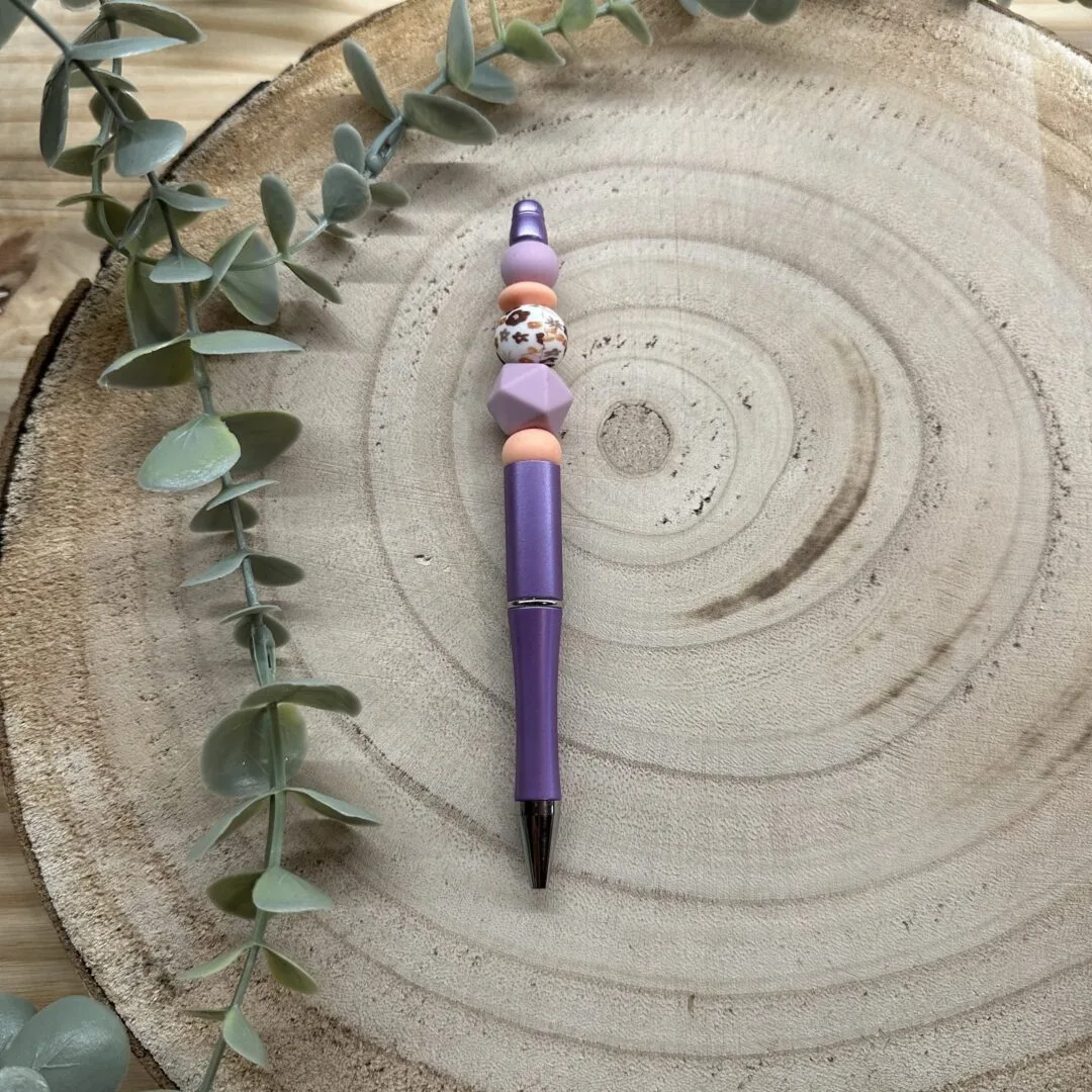 Stylo violet fleurette