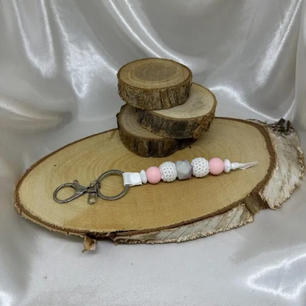 Porte-clés rose marbré