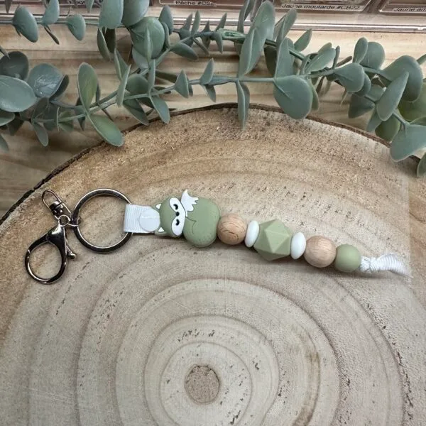 Porte-clé uni renard vert sage
