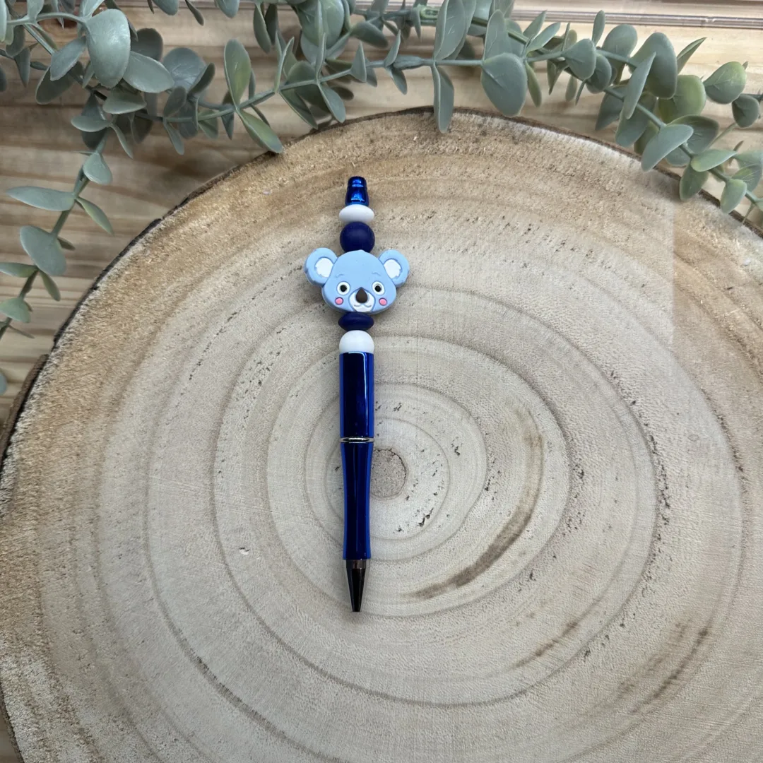 Stylo bleu tête de koala bleu